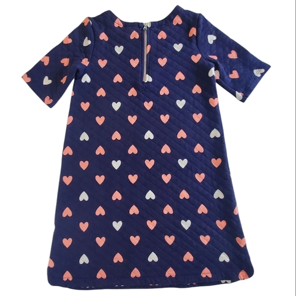 K1032 * Gymboree Girls Tails Of The City Quilted Heart Dress Blue Pink Size 8
